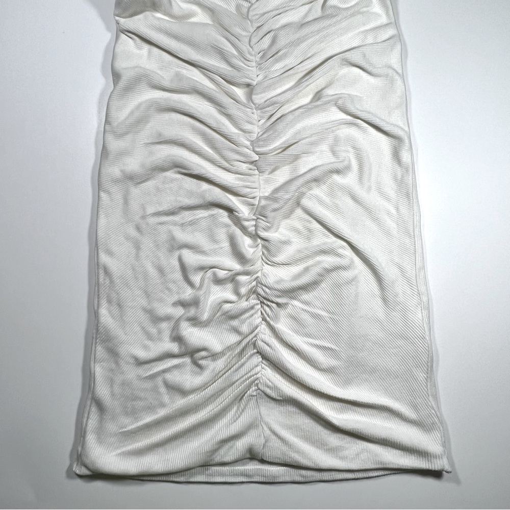 L* Space | Bodycon Micro Ribbed Ruched Lani Dress In Cream | CS - Picture 8 of 12